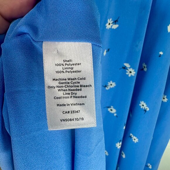 Blue Chiffon Scattered Floral Button Front Midi Dress 16 - Picture 14 of 15